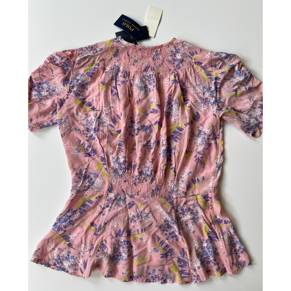 Polo Ralph Lauren Lav Print Pink Floral Top Women's Size 6 New - Picture 8 of 16